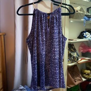 Michael Kors Blue Snakeskin Pattern Sleeveless Top